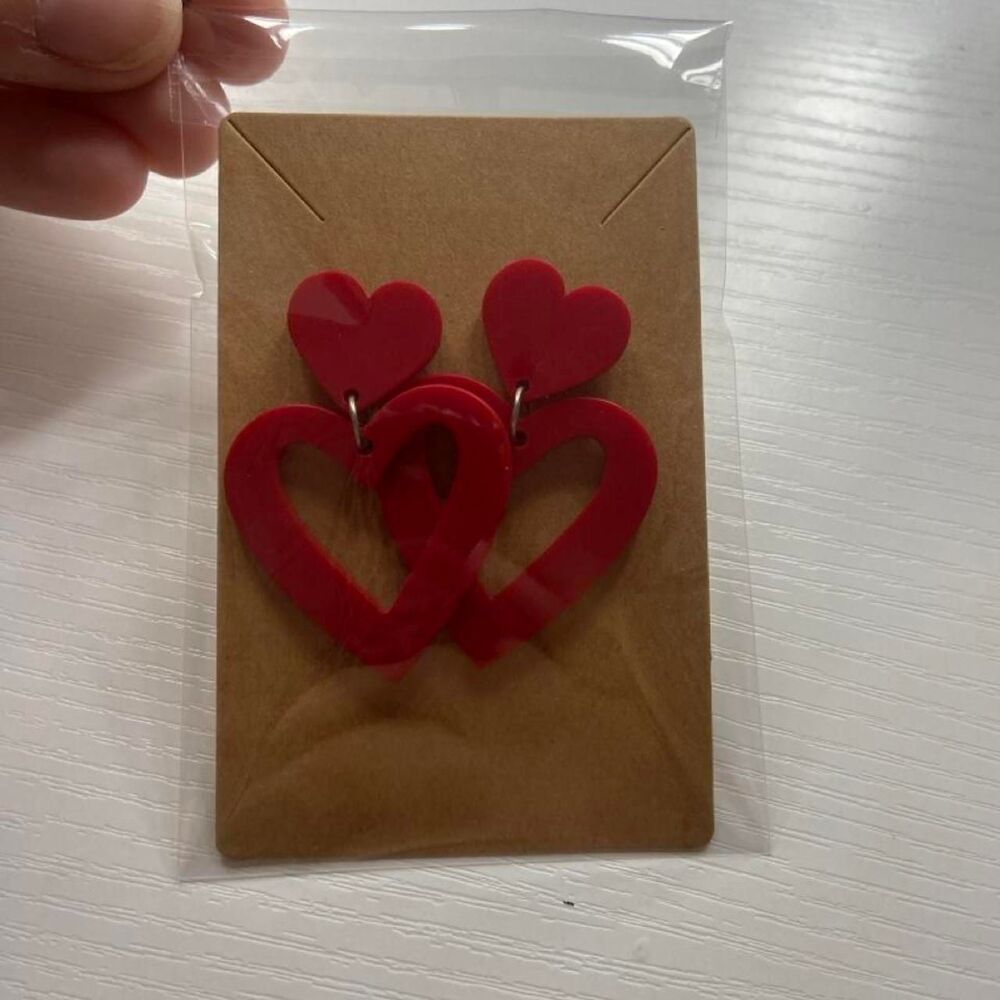 Red heart earrings